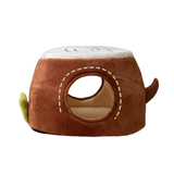 NNEDSZ M Convertible Tree Stump Cat Bed - Foldable, Dual-Use, Four-Season Pet Nest with Double Doors