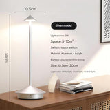 NNEDSZ Silver Modern Minimalist Aluminum LED Mushroom Night Light - Creative Bedside Atmosphere Lamp for Dining Room and Bedroom