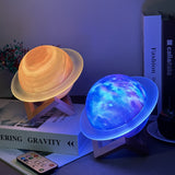 NNEDSZ Yellow 3D Saturn Ring Bluetooth Speaker with Adjustable LED Lights, HiFi Bass, USB Charging, and Immersive Sound for Home and Desktop Use