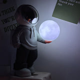 NNEDSZ Holding the romantic moon (grey top + navy blue pants) Creative Astronaut Bluetooth Speaker with 3D Starry Sky Lighting, Portable Wireless Moon Lamp Speaker - Perfect Gift for Space Enthusiasts