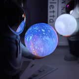 NNEDSZ Holding the romantic moon (beige top + brown pants) Creative Astronaut Bluetooth Speaker with 3D Starry Sky Lighting, Portable Wireless Moon Lamp Speaker - Perfect Gift for Space Enthusiasts