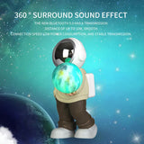 NNEDSZ Holding the romantic moon (black top + red pants) Creative Astronaut Bluetooth Speaker with 3D Starry Sky Lighting, Portable Wireless Moon Lamp Speaker - Perfect Gift for Space Enthusiasts