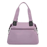 NNEDSZ Purple Stylish Nylon Large Capacity Tote Bag for Work and Commute | Multi-Pocket Shoulder Bag | Fashionable Canvas Bag