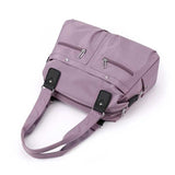 NNEDSZ Brown Stylish Nylon Large Capacity Tote Bag for Work and Commute | Multi-Pocket Shoulder Bag | Fashionable Canvas Bag