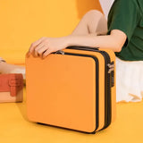 NNEDSZ Orange Mini 16-Inch Password-Protected ABS Storage and Carry-On Luggage Box | Front-Opening Cosmetic Organizer | Lightweight 1.46kg Travel Case