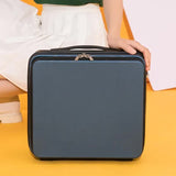 NNEDSZ Dark Blue Mini 16-Inch Password-Protected ABS Storage and Carry-On Luggage Box | Front-Opening Cosmetic Organizer | Lightweight 1.46kg Travel Case