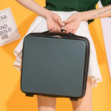 NNEDSZ Dark Green Mini 16-Inch Password-Protected ABS Storage and Carry-On Luggage Box | Front-Opening Cosmetic Organizer | Lightweight 1.46kg Travel Case