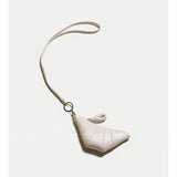 NNEDSZ White Cute Crossbody Coin Purse | Mini Croissant Design Shoulder Bag | Small PU Leather Portable Makeup & Earphone Pouch