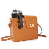 NNEDSZ Brown Portable Beverage Bottle Cup Holder Bag | Trendy Crossbody Design for Daily Commute(No water cup)