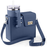NNEDSZ Blue Portable Beverage Bottle Cup Holder Bag | Trendy Crossbody Design for Daily Commute(No water cup)