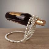 NNEDSZ Black Modern Floating Pearl Wine Bottle Holder - Elegant Home Decor, Unique Kitchen Accessory for Dining, Bar, and Living Room