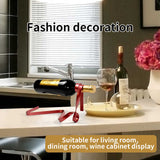 NNEDSZ Black Modern Ribbon Wine Bottle Holder - Creative Floating Wine Rack for Home and Bar Décor