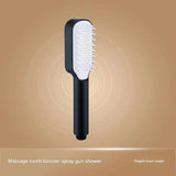NNEDSZ Black Handheld Shower Head with Silicone Brush and Massage Function - High-Pressure Water Spray