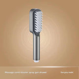 NNEDSZ Grey Handheld Shower Head with Silicone Brush and Massage Function - High-Pressure Water Spray
