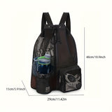 NNEDSZ Purple Mesh Drawstring Swim Backpack with Wet Pocket - Lightweight Beach, Gym, Outdoor Sports Bag - 245g