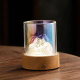 NNEDSZ Colorful Glass Mountain Ambient Night Light - USB Rechargeable Touch Control Bedside Lamp - Adjustable 3-Color Light
