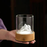 NNEDSZ Colorful Glass Mountain Ambient Night Light - USB Rechargeable Touch Control Bedside Lamp - Adjustable 3-Color Light