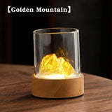 NNEDSZ Golden Glass Mountain Ambient Night Light - USB Rechargeable Touch Control Bedside Lamp - Adjustable 3-Color Light