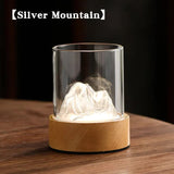 NNEDSZ Silver Glass Mountain Ambient Night Light - USB Rechargeable Touch Control Bedside Lamp - Adjustable 3-Color Light