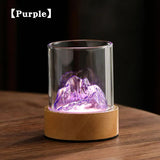 NNEDSZ Purple Glass Mountain Ambient Night Light - USB Rechargeable Touch Control Bedside Lamp - Adjustable 3-Color Light