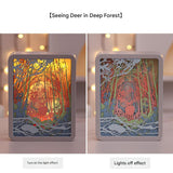 NNEDSZ Deer in the Deep Forest 3D Paper Carving Night Light - USB Or Battery Powered Decorative Bedside Lamp | Atmosphere Lamp for Bedroom | Creative Starry Night and Little Prince Design Gift