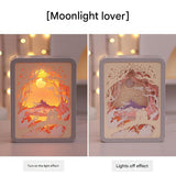 NNEDSZ Moonlight Lovers 3D Paper Carving Night Light - USB Or Battery Powered Decorative Bedside Lamp | Atmosphere Lamp for Bedroom | Creative Starry Night and Little Prince Design Gift