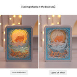 NNEDSZ Whale Watching In The Blue Sea 3D Paper Carving Night Light - USB Or Battery Powered Decorative Bedside Lamp | Atmosphere Lamp for Bedroom | Creative Starry Night and Little Prince Design Gift