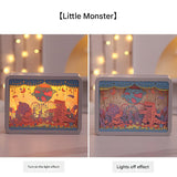 NNEDSZ Little Monsters 3D Paper Carving Night Light - USB Or Battery Powered Decorative Bedside Lamp | Atmosphere Lamp for Bedroom | Creative Starry Night and Little Prince Design Gift