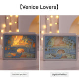 NNEDSZ Venice Lovers 3D Paper Carving Night Light - USB Or Battery Powered Decorative Bedside Lamp | Atmosphere Lamp for Bedroom | Creative Starry Night and Little Prince Design Gift