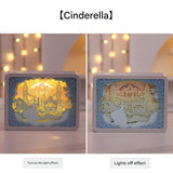 NNEDSZ Cinderella 3D Paper Carving Night Light - USB Or Battery Powered Decorative Bedside Lamp | Atmosphere Lamp for Bedroom | Creative Starry Night and Little Prince Design Gift