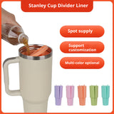 NNEDSZ Orange 40oz Silicone Dual-Chamber Cup Separator - Food-Grade Drink Divider, Cold Drink Mug with Separate Compartments, BPA-Free Silicone Liner for Beverages, Juice, Coffee, and Tea