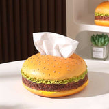 NNEDSZ Round Creative Burger Tissue Box – Fun American-Style Cartoon Paper Towel Holder for Home Décor and Gifts