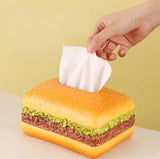 NNEDSZ Square Creative Burger Tissue Box - Fun American-Style Cartoon Paper Towel Holder for Home Décor and Gifts