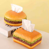 NNEDSZ Square Creative Burger Tissue Box - Fun American-Style Cartoon Paper Towel Holder for Home Décor and Gifts