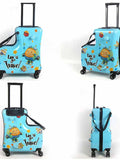 NNEDSZ Blue Kids Ride-On Luggage - 20-Inch Cartoon Travel Suitcase with Footrest, Durable Rolling Carry-On for Children