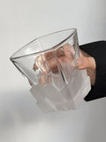NNEDSZ 4 Pcs Frosted Ice Cube Glass – Creative Whiskey Glass, Premium Textured Tumbler, 300ml Capacity for Home Bars