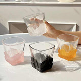 NNEDSZ 4 Pcs Black Frosted Ice Cube Glass - Creative Whiskey Glass, Premium Textured Tumbler, 300ml Capacity for Home Bars