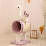 NNEDSZ Purple Llama-Themed Cat Tree with Tunnel – Multi-Functional Cat Scratching Post and Playhouse