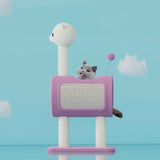 NNEDSZ Purple Llama-Themed Cat Tree with Tunnel – Multi-Functional Cat Scratching Post and Playhouse