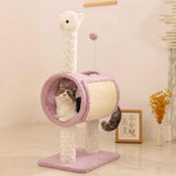 NNEDSZ Purple Llama-Themed Cat Tree with Tunnel – Multi-Functional Cat Scratching Post and Playhouse