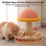 NNEDSZ Small Pink Interactive Cat Scratching Post with Ball Track - Fun Mushroom-Shaped Cat Toy for Play, Scratching, and Entertainment