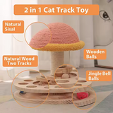 NNEDSZ Small Pink Interactive Cat Scratching Post with Ball Track - Fun Mushroom-Shaped Cat Toy for Play, Scratching, and Entertainment