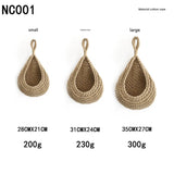 NNEDSZ Khaki 3-Piece Wall-Mounted Cotton Rope Storage Baskets – Large, Medium, and Small Hand-Woven Fruit/Vegetable/Storage Nets (Large weight 300g, Medium weight 230g, Small weight 200g)