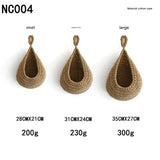 NNEDSZ Khaki 3-Piece Wall-Mounted Cotton Rope Storage Baskets – Large, Medium, and Small Hand-Woven Fruit/Vegetable/Storage Nets (Large weight 300g, Medium weight 230g, Small weight 200g)