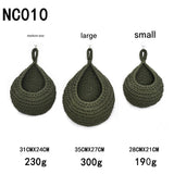 NNEDSZ Green 3-Piece Wall-Mounted Cotton Rope Storage Baskets – Large, Medium, and Small Hand-Woven Fruit/Vegetable/Storage Nets (Large weight 300g, Medium weight 230g, Small weight 200g)