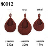 NNEDSZ Red 3-Piece Wall-Mounted Cotton Rope Storage Baskets – Large, Medium, and Small Hand-Woven Fruit/Vegetable/Storage Nets (Large weight 300g, Medium weight 230g, Small weight 200g)