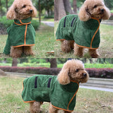 NNEDSZ L Blue Pet Dog Quick-Dry Bathrobe - Absorbent Towel Robe for Medium and Large Dogs