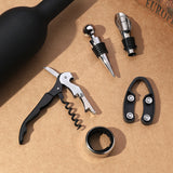 NNEDSZ Red Closure Creative Wine Accessories Set – 5-Piece High-Grade Wine Tool Gift Set