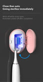NNEDSZ 2 Pcs Pink Portable Mini Toothbrush Sanitizer - Compact Travel UV-C Sterilizer for Home and Travel Use
