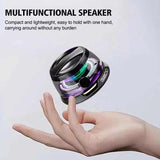 NNEDSZ Black Portable Mini Bluetooth Speaker with Magnetic Base, High-Quality Bass and Surround Sound, Colorful Ambient Lighting, USB Rechargeable, 6-Hour Battery Life